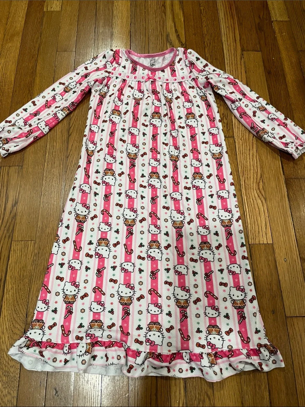 Sanrio Pink and White Hello Kitty Striped Holiday Nightgown